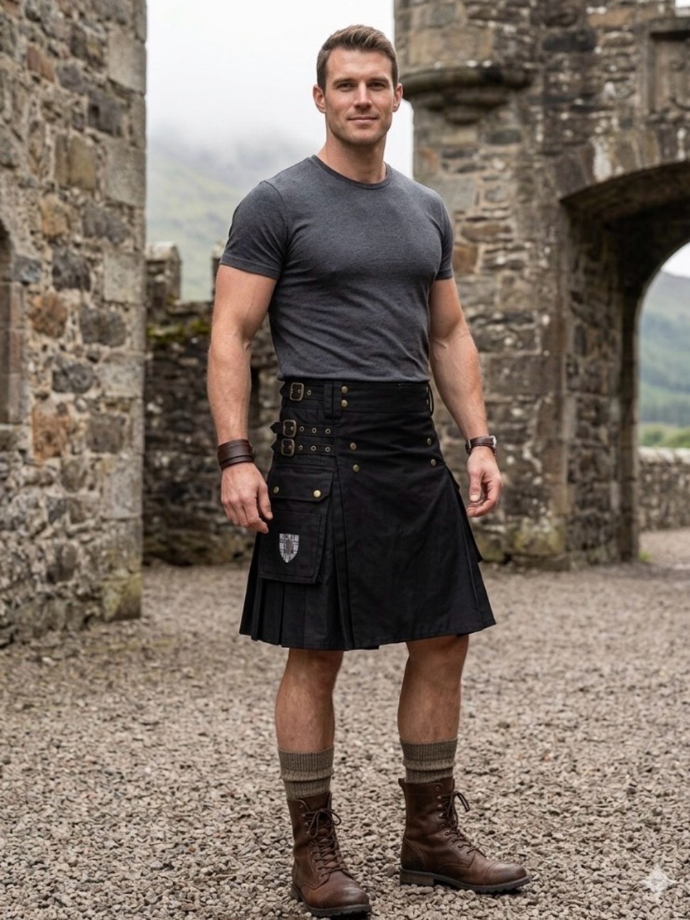Damn Near Kilt 'Em Rugged Heavy Duty Classic Scottish Greenhorn Utility Kilt L